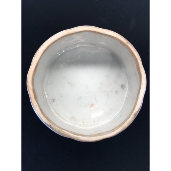 Vintage Japanese Ceramic Trinket Box with Lid Round Floral Design Decorative - Picture 5 of 12